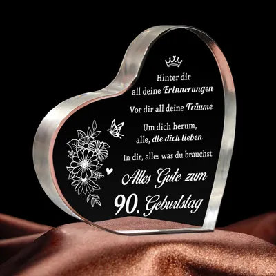 Produktbild von Acrylherz Tischschmuck 90. Geburtstag Geschenk für Frauen