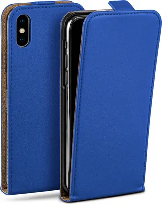 Produktbild von moex® Flip Case kompatibel mit Apple iPhone X / iPhone XS - Hülle mit 360 Grad Schutz, Blau
