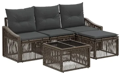 Produktbild von vidaXL Gartensofa-set 5 stk. Grau Poly-Rattan