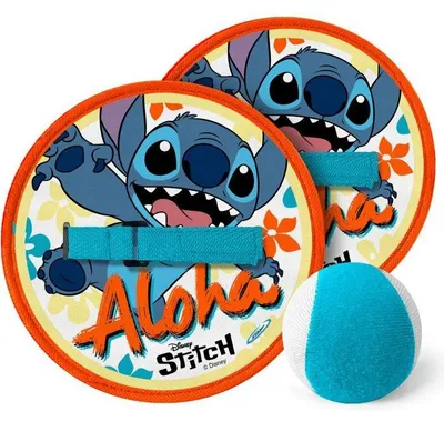 Produktbild von Fang- und Wurfspiel Set, DISNEY Stitch, 2 Klett-Schläger, Weicher Ball, Motorik Förderung