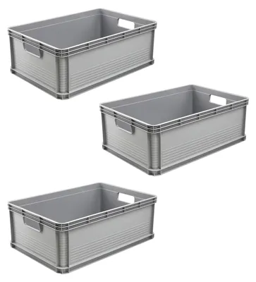 Produktbild von keeeper Transportbox-Set, 3 x 45 l, Stapelbar, Polypropylen, Robert, Nordic Grey