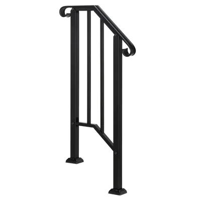 Image de ALIGHTUP : Garde-corps pour escaliers extérieurs, modèle pour une seule marche, couleur noire