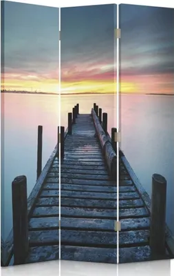 Produktbild von Paravent - Raumteiler Sunset Pier - Dekorativer Raumtrenner cm. 110x150 (3 x)