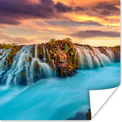 Produktbild von MuchoWow® Poster Wasserfall - Landschaft - Wolken - Natur 100x100 cm - Babyzimmer