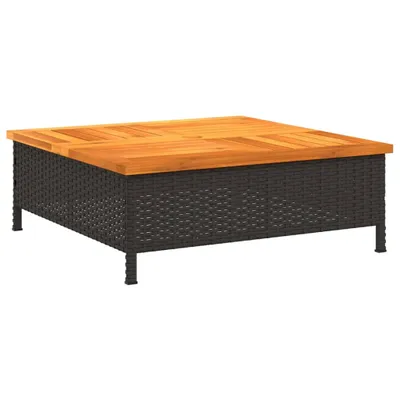 Immagine prodotto di Tavolo da Giardino Nero 70x70x25cm in Rattan e Legno di Acacia