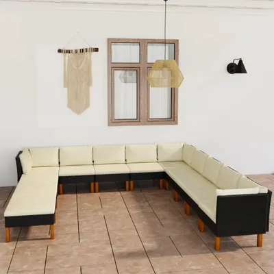 Produktbild von "2026 Promotion" 12-tlg. Garten-Lounge-Set - Sitzgruppe - mit Kissen - Poly Rattan Schwarz - Gartenmöbelset CC3465