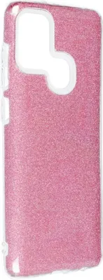 A pink glitter phone case is shown against a white background.