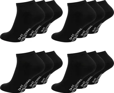 Produktbild von Paolo Renzo Sneaker-Socken Damen & Herren Baumwolle 12 Paar - Uni - Größe 35/38 - Schwarz