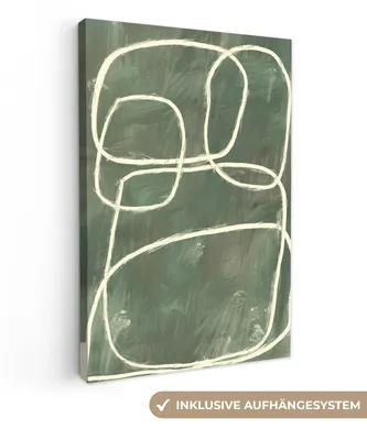 Produktbild von MuchoWow® - Leinwandbilder - Abstrakt - Grün - Kunst - Modern, Wandbild, Wanddeko Bilder Wohnzimmer, 60x90 cm