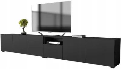 Zdjęcie produktu dla Komoda Szafka rtv pod telewizor 300cm 300 czarna czarny mat