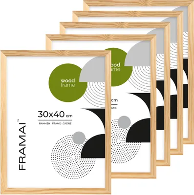 Immagine prodotto di LUCA® Frames, RAW, set di 5 cornici, legno naturale, 30x40 cm