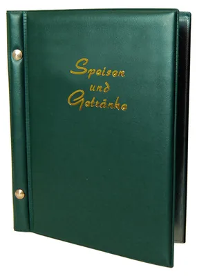 Produktbild von 10x Speisekarte (PVC) "Speisen und Getränke" dunkelgrün 8 Seiten A5