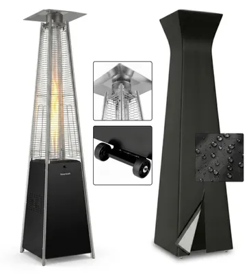 Zdjęcie produktu dla Duży parasol grzewczy tarasowy piramida 227cm ogrzewacz kominek gazowy 13kW pokrowiec