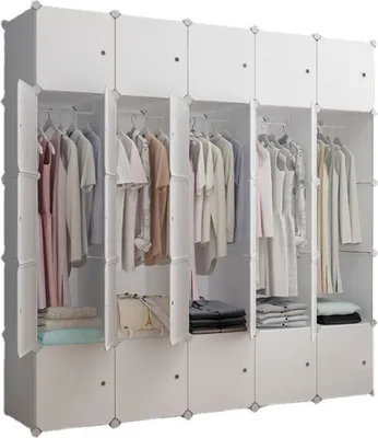 Produktbild von Rebiko Großer modularer Kleiderschrank geräumiger weißer Schrank mit 25 Modulen XXL
