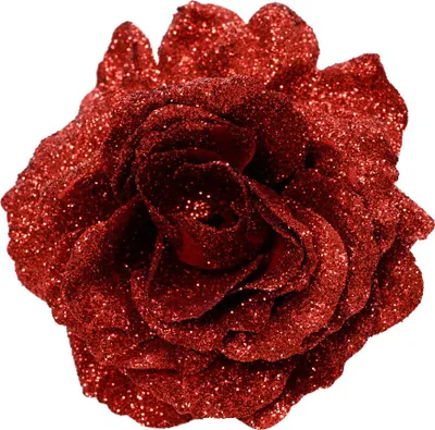 Produktbild von Everlands Dekorationsrose, rot, aus Polyester, 12 cm Durchmesser, 7 cm Höhe