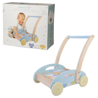 Produktbild von Rubo Toys Wusel und Pip Bausteine-Lauflernwagen, Holz, Mehrfarbig