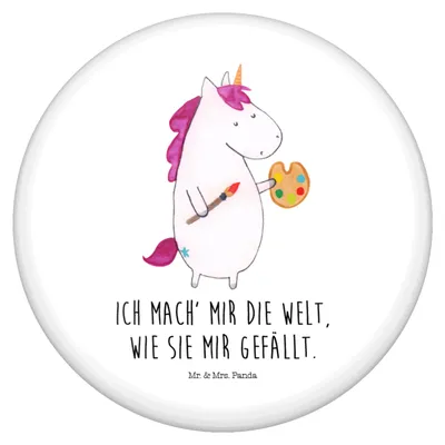Produktbild von Mr. & Mrs. Panda Pin Einhorn Künstler - Weiß - Geschenk, Welt, Englisch, Malen, Ansteckschmuck, Anstecker, Button, Reversnadel, Plakette, Unicorn, Einhörner