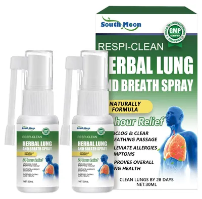 Produktbild von Kräuterspray 2 Stück 30ml - Reinigendes Longspray - Asthmaspray - Toxischer Lungenreiniger - Rezeptfrei - Für bessere Atmung