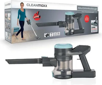 Obrázek produktu pro CLEANmaxx Akumulátorový ruční a podlahový vysavač | Bezdrátový vysavač se 2 stupni sacího výkonu | Modulární – s 80cm hliníkovou trubicí | Vysoký výkon 150 W **