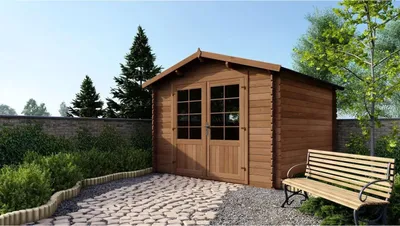 Image de Abri de jardin en bois - 9m2 - 3x3m - Traité - Ep. 28mm - Couleur: marron - DOM427 - ALTANKA