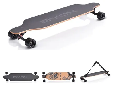 Produktbild von Byox Kinder Skateboard Longboard 41 Zoll, PolyurethanRollen, ABEC-11, Gurt, bis 100 kg schwarz