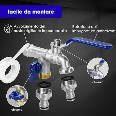 Image de Robinet de jardin en acier inoxydable avec accessoires