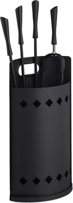 Produktbild von Famanu Kaminset 5-teilig mit Halter - Schwarz