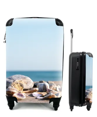 Produktbild von MuchoWow® Koffer Handgepäck Trolley Rollkoffer Kleine Reisekoffer mit 4 Rollen - Muscheln - Strand - Meer - Sommer - Sonne - Cabin Size < 55x40x23 cm & 55x40x20 cm - Fotokoffer - Kabinenkoffer - Boardgepäck - Reise-Box - Reisekoffer - Reisegepäck - Koffer mit Bild - Trolley für Kinder