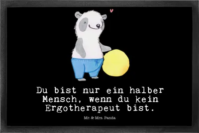 Produktbild von Mr. & Mrs. Panda Schmutzmatte Ergotherapeut Herz 50 x 75 cm - Schwarz - Geschenk, Beruf, Spruch, Fussmatte, Bodenvorleger, Lustig, Outdoor-Matte, fußmatte, Fußabtreter