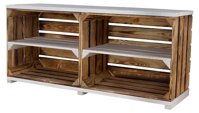 Produktbild von Sitzbank geflammt weiss Längs mit Sitzfläche aus dicken weiss Holzplanken