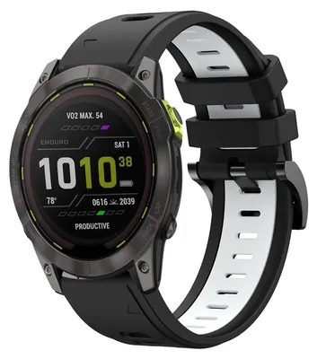 Immagine prodotto di Per Garmin Enduro 3 cinturino in silicone sportivo bicolore 26 mm nero / bianco