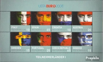 Produktbild von Briefmarken Österreich 2008 Mi 2735-2742 Kleinbogen (kompl.Ausg.) postfrisch Fußball-EM