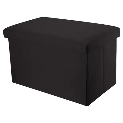 Produktbild von Intirilife Faltbare Sitzbank 78x38x38 cm in DIAMANT SCHWARZ - Sitzwürfel mit Stauraum und Deckel aus Stoff in Leinen Optik - Sitzcube Fußablage Aufbewahrungsbox Truhe Sitzhocker