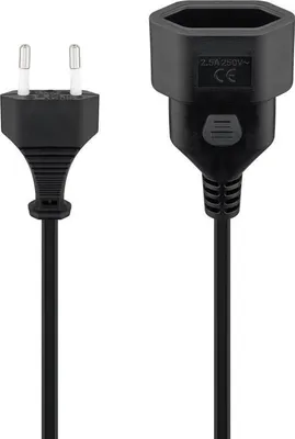 Zdjęcie produktu dla Goobay 64616 Przedłużacz wtyczka Euro, 2 m, czarny, (2*0,75 mm²), 2 m - Wtyczka Euro (typ C, CEE 7/16) > Gniazdo Euro (typ C, CEE 7/16)