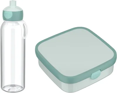 Produktbild von Mepal - Pausenset XL Campus - Set für Kinder mit großer Bento Brotdose und Pop-Up Wasserflasche - Lunch-Set für die Schule oder unterwegs - Spülmaschinenfest - 1300 + 500 ml - Cool Mint
