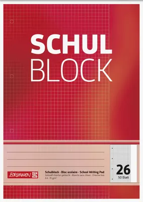 Productafbeelding van BRUNNEN 1052526 Blokk "Schoolblok" A4, geruit, met marge, 26 regels