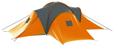 Produktbild von vidaXL Campingzelt 9 Personen Stoff Grau und Orange