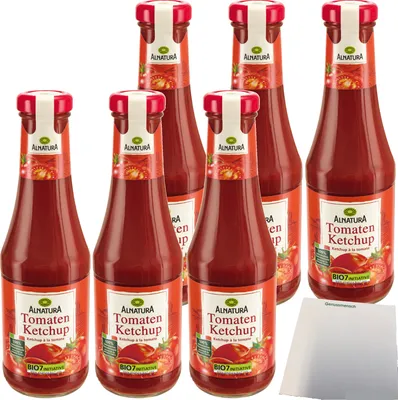 Produktbild von Alnatura  Tomaten Ketchup fruchtig-aromatisch vegan 6er Pack (6x500ml Flasche) + usy Block