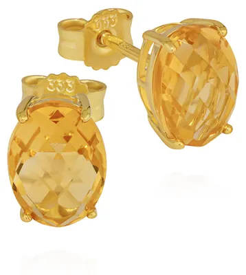 Produktbild von NKlaus Paar Ohrstecker 333 Gelbgold, 8 Karat, echter Citrin, 8x6mm