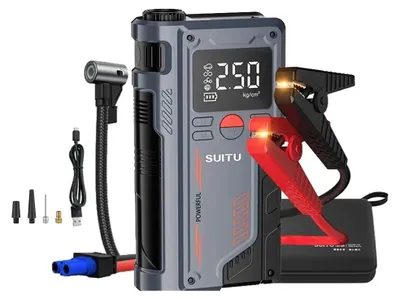 Produktbild von Tragbarer Auto-Starthilfe-Booster - 4-in-1 Starthilfegerät - 1000 A Spitzenstrom - 10000 mAh - 12 V - 150 PSI Luftkompressor - Batterieladegerät