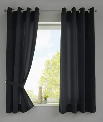 2er-Set Vorhänge Ösen Berlin 175x140 cm schwarz Microsatin
