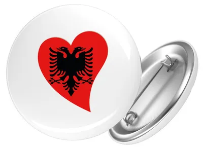 Produktbild von Huuraa Button Albanien Flagge Herz 25mm rund mit Sicherheitsnadel Ansteckbutton Geschenkidee