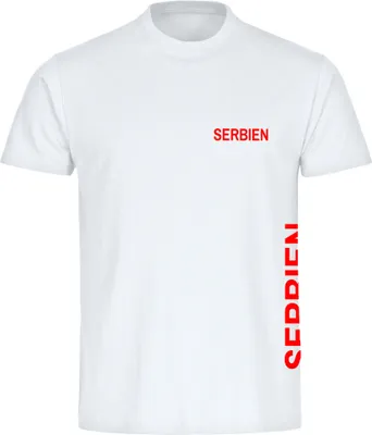 Produktbild von multifanshop Herren T-Shirt - Serbien - Brust & Seite, weiß, Größe XXL