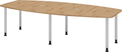 Produktbild von bümö Konferenztisch mittel KT28 - Nachbildung: Asteiche, tischfuss: Füße in Silber