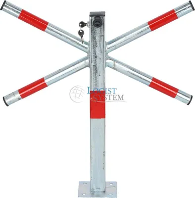 Image de LogistSystem - Poteau de stationnement - Barrière de stationnement - Clé - Poteau rabattable - Clé supérieure X - Acier - Barrière de stationnement robuste - Barrière de stationnement - Galvanisé - Rouge