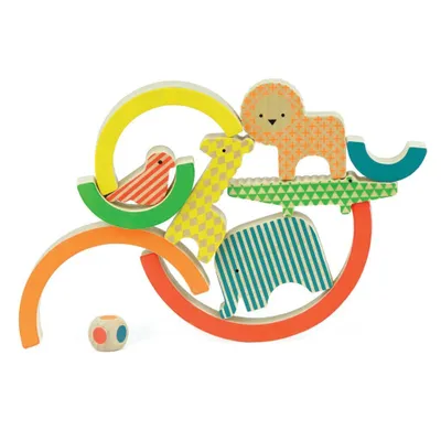 Produktbild von Petit Collage Holz Balancierspiel Stapelturm Regenbogen buntes Spielzeug