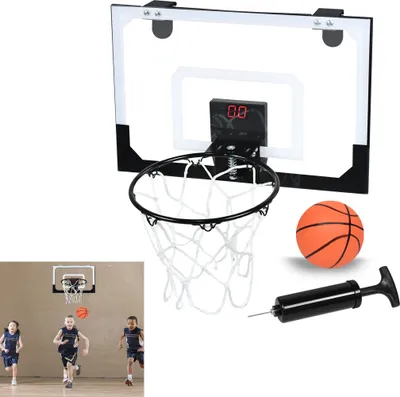 Produktbild von LARS360 Mini basketbalový obruč pre deti Mini basketbalový obruč v interiéri s automatickým skórovaním a zvukom Basketbalový obruč Basketbalová sada Basketbalová doska s loptami a pumpou