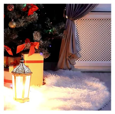 Produktbild von Weihnachtsbaumdecke, runder Weihnachtsbaumrock, weißer Plüsch Weihnachtsbaumrock, Kunstfell Schneeflocke Weihnachtsbaumröcke, weiße Weihnachtsbaumdecke für Tannenbaum