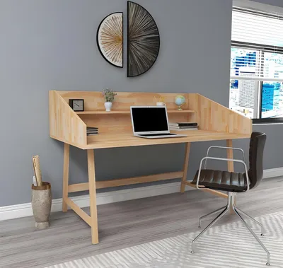 Productafbeelding van Stijlvol bureau in lichtbruin, design bureaus, luxe houten meubels