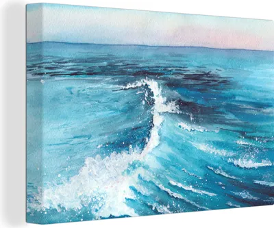 Obrázek produktu pro OneMillionCanvasses® - Obrazy na plátně - 140x90 cm, Záliv - Moře - Akvarel, nástěnné umění Vytisknout Nástěnná dekorace